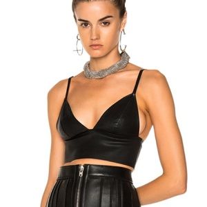 Black faux leather bralette